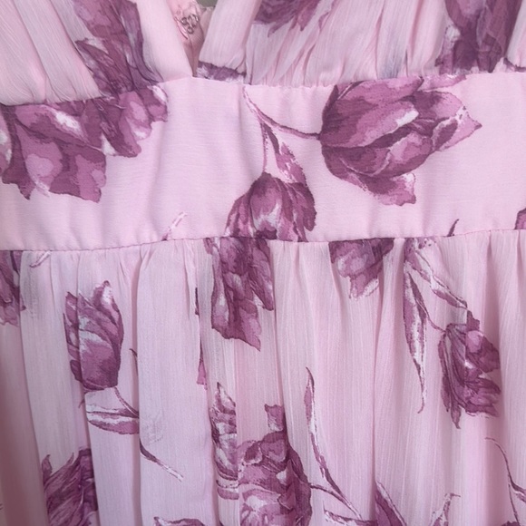 Lulu's Red and Pink Maxi Sundress with Plunge Neckline - Picture 8 of 10